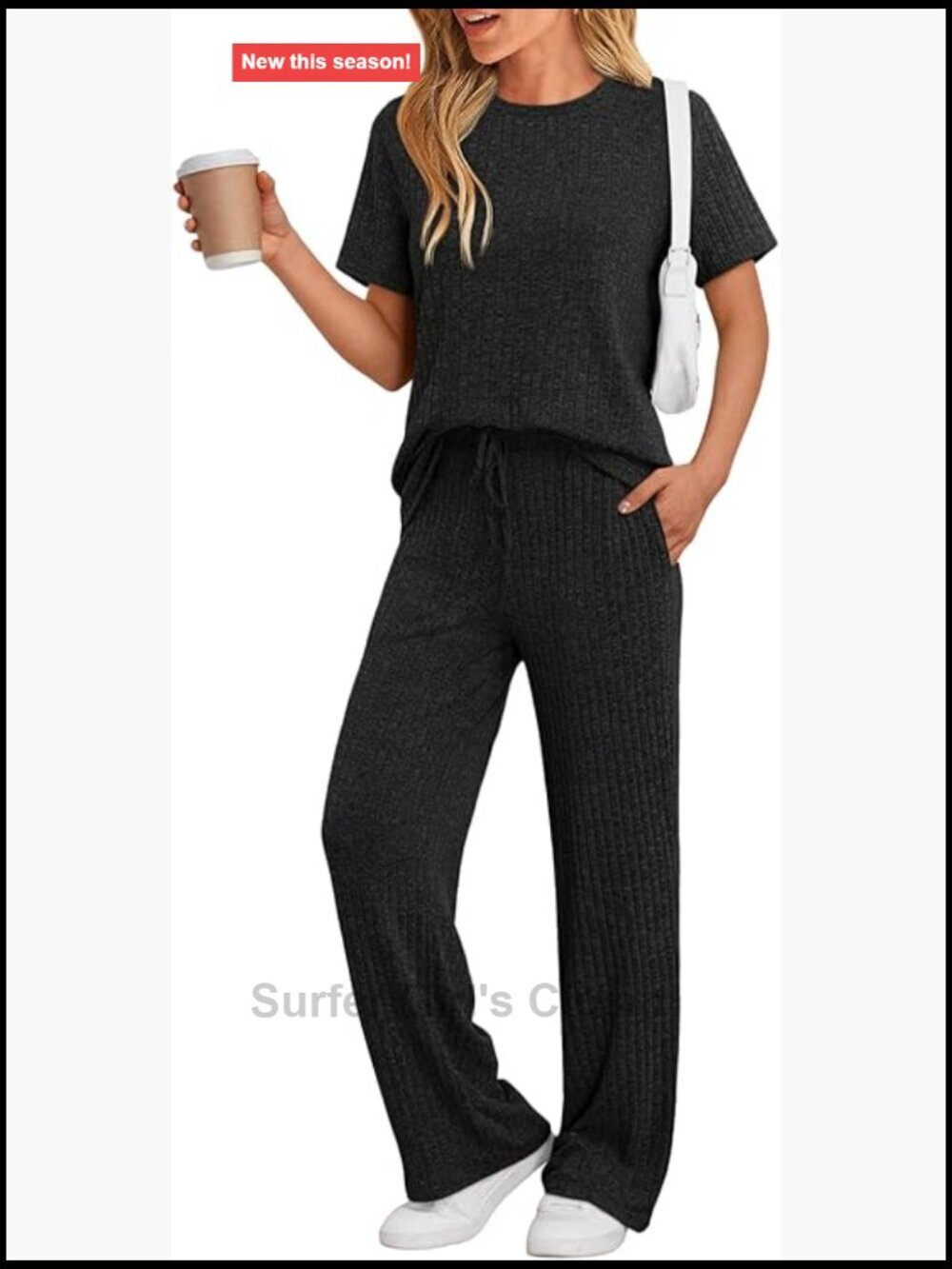 2 Piece Lounge Set Short Sleeve Pull On Relaxed Fit Summer Travel Outfit